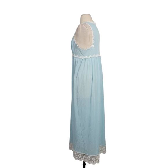 Vintage Van Raalte Pastel Blue Nylon Full Slip Dress Sz 36 Lace Trim Coquette - Picture 5 of 9